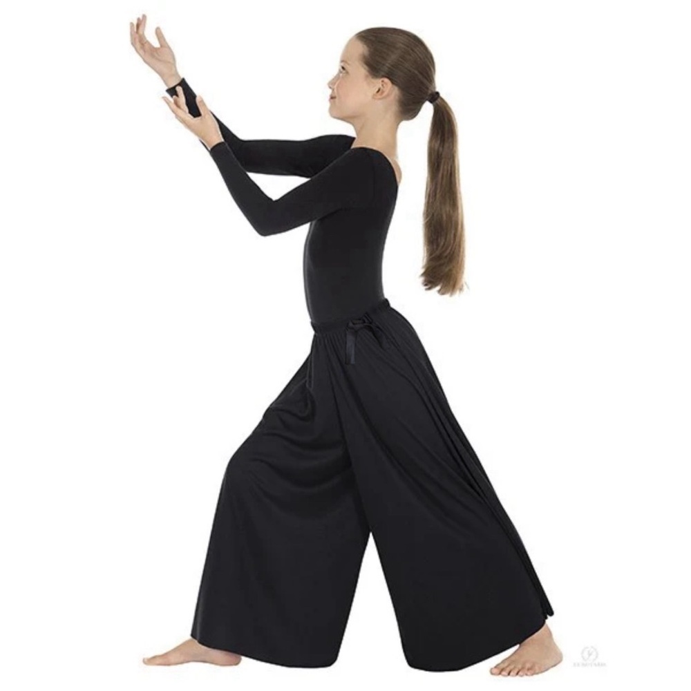 ZARA KIDS • Black Pleated Palazzo Pants Wide Leg Bow